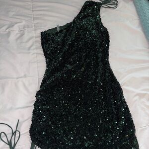 One shoulder sequin dress